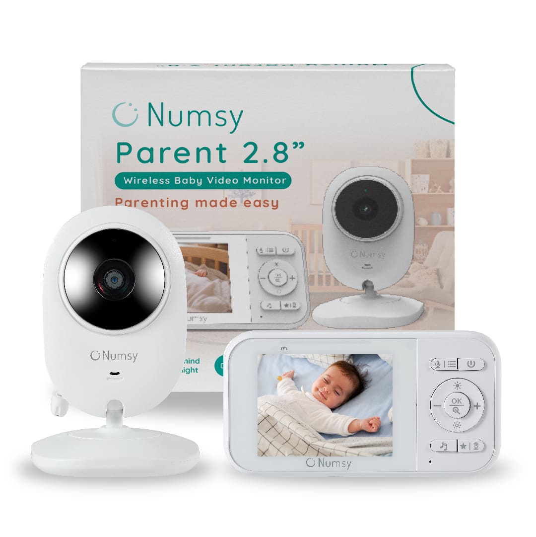 Red and white sleep sound machine with various function buttons.