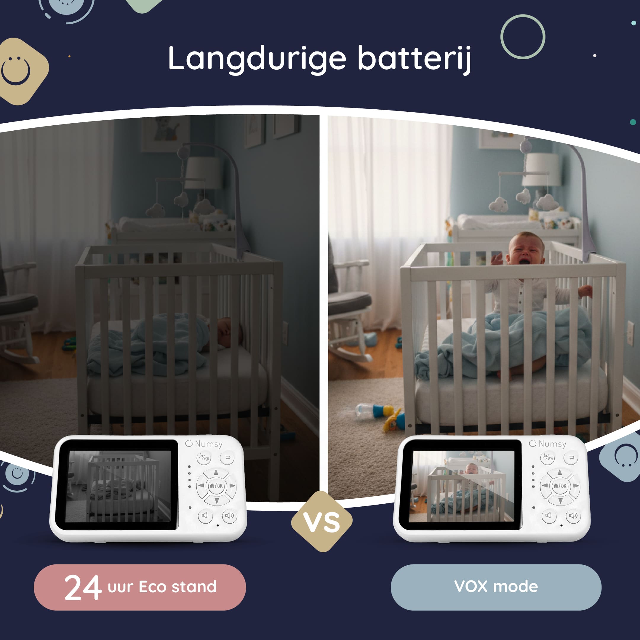 Numsy One Babyfoon met Camera – 2.8 Scherm