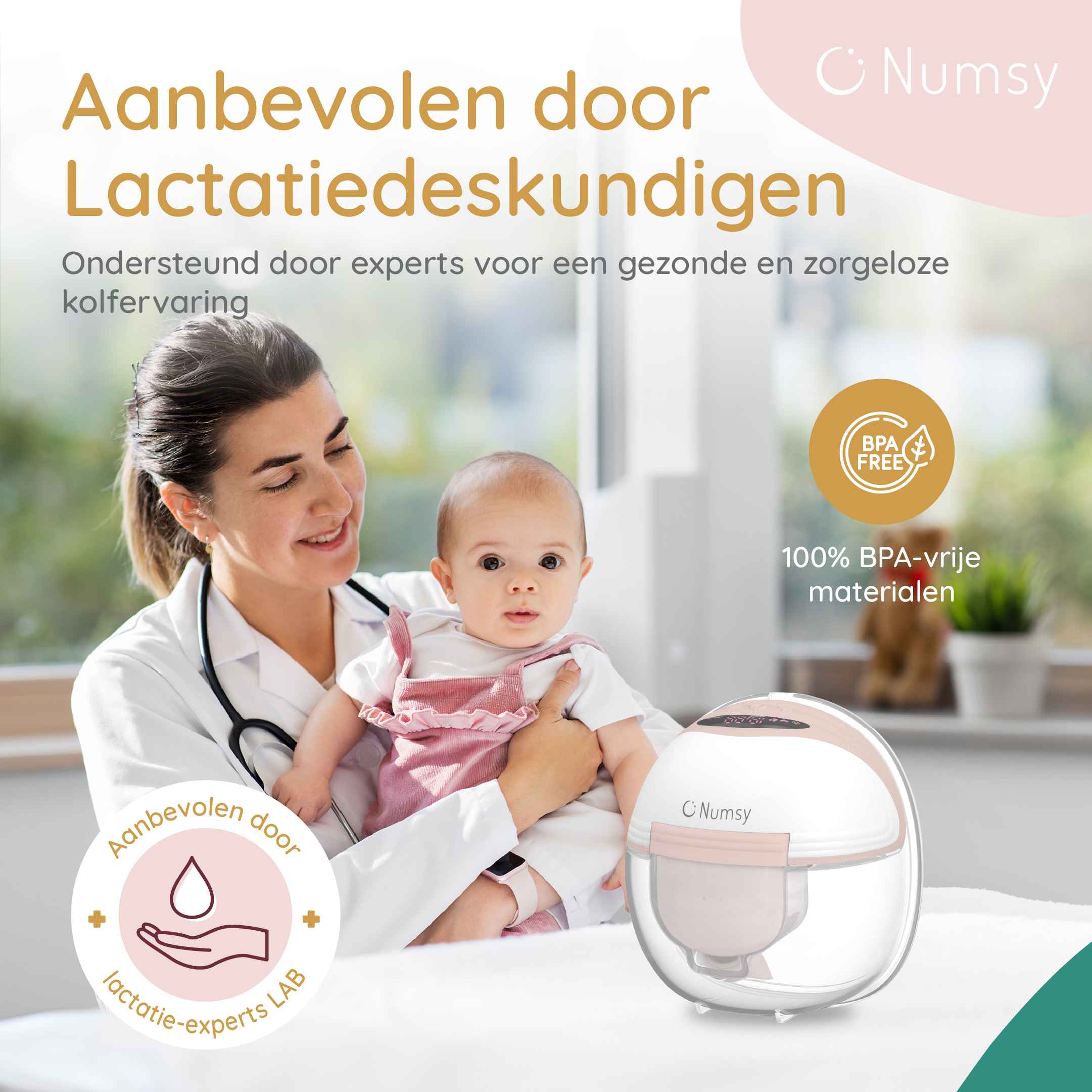 Numsy Elektrische Draadloze Borstkolf - Handsfree - Enkel