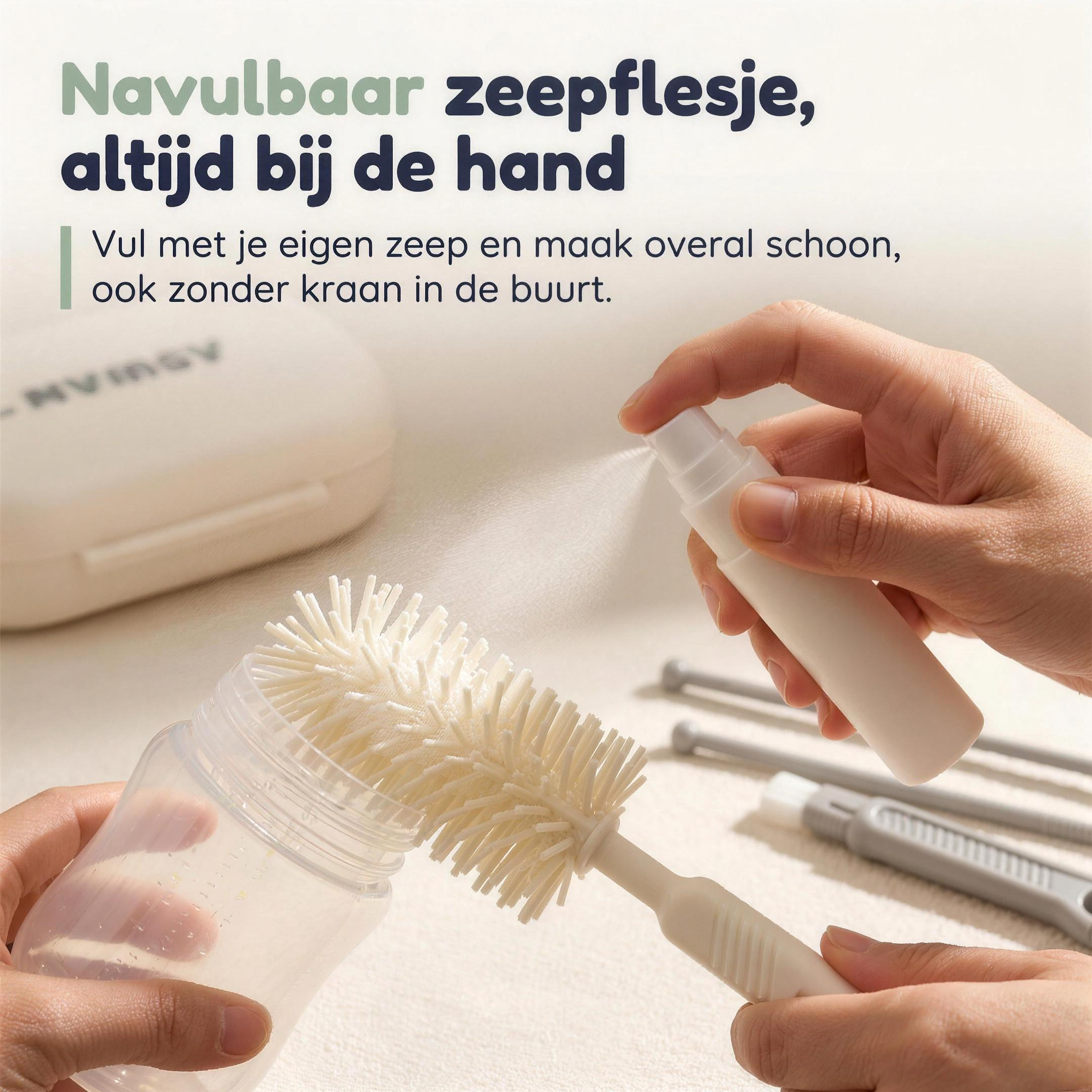 Numsy 6-in-1 Flessenborstel Schoonmaakset Draagbaar