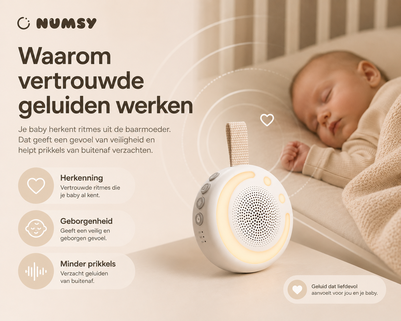 Hoe de Numsy Shush je baby helpt ontspannen met baarmoedergeluiden en zacht licht