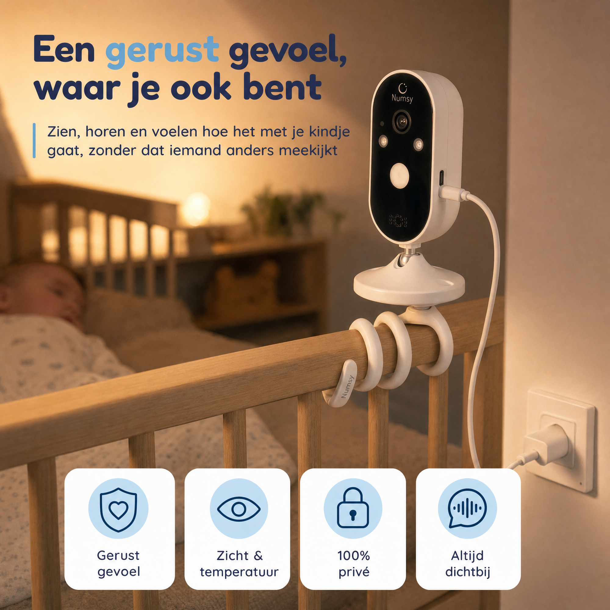 Numsy One Babyfoon met Camera - 2.8 Scherm