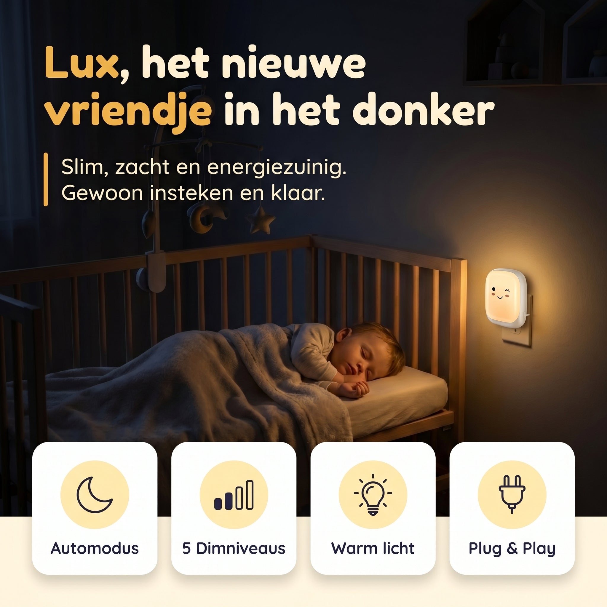 Numsy Nachtlampje Kinderen - Automatische Lichtsensor