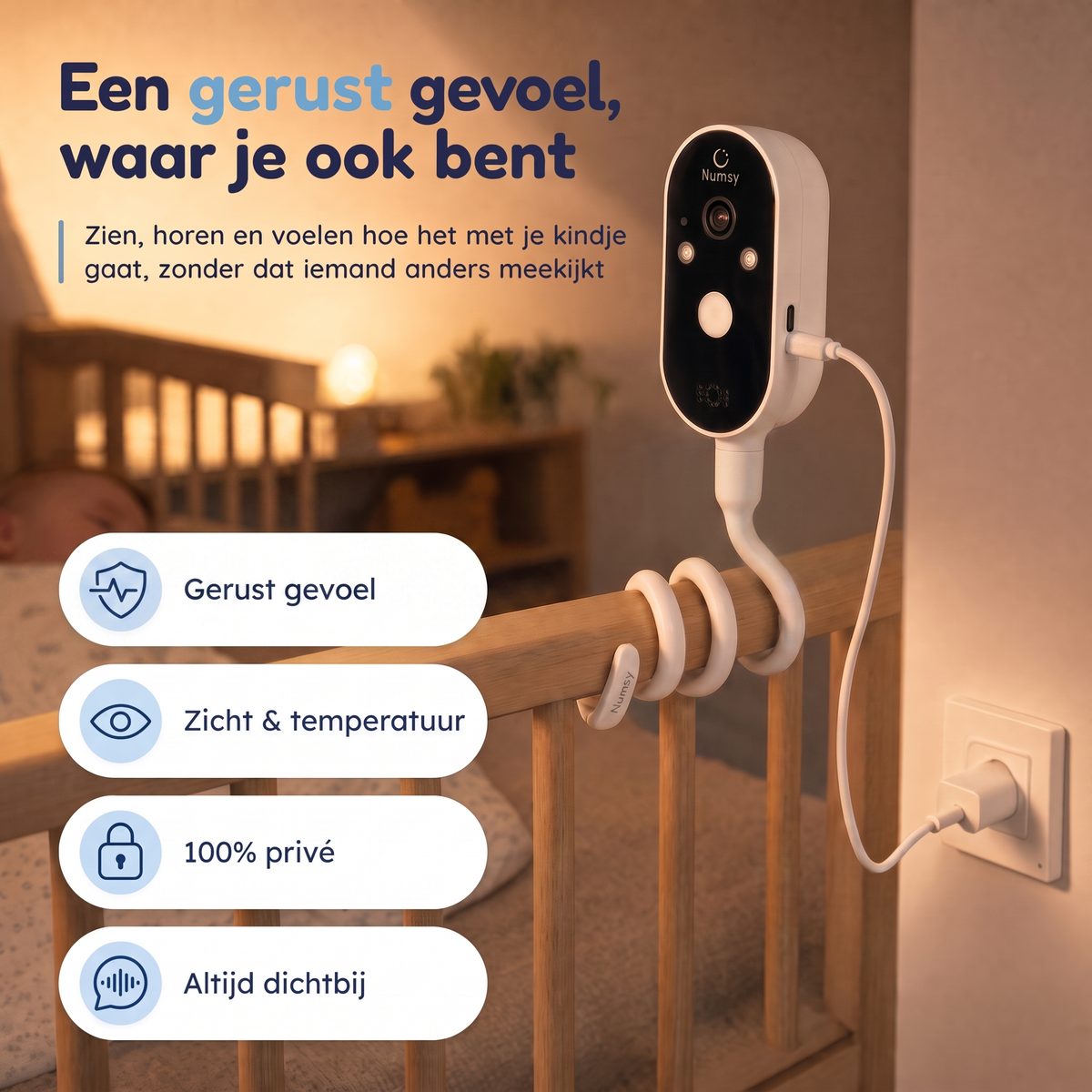 Numsy One Babyfoon met Camera - 2.8 Scherm