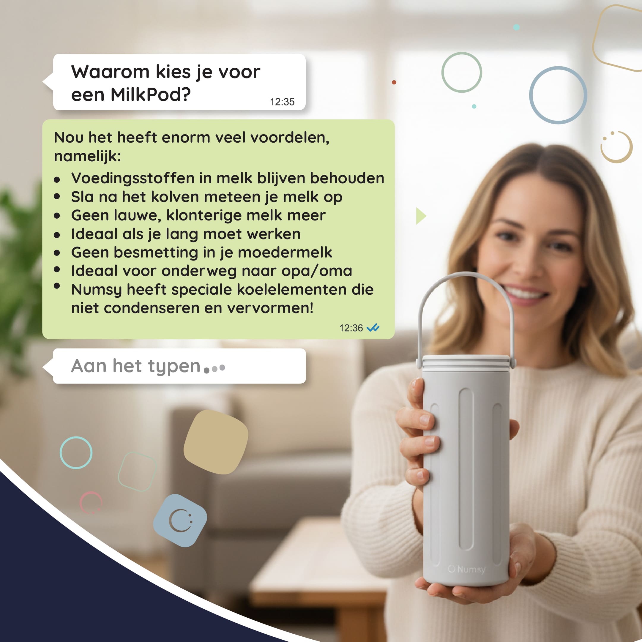 Numsy MilkPod melkkoeler – in gebruik onderweg