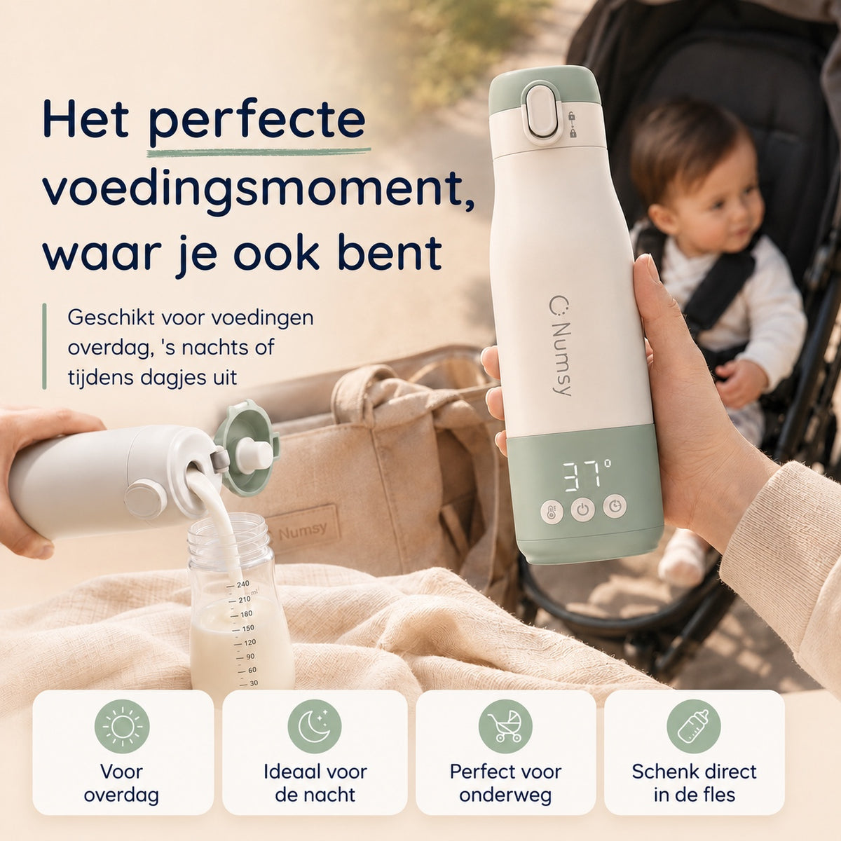 Numsy Heat&Go Draagbare Flessenwarmer Onderweg