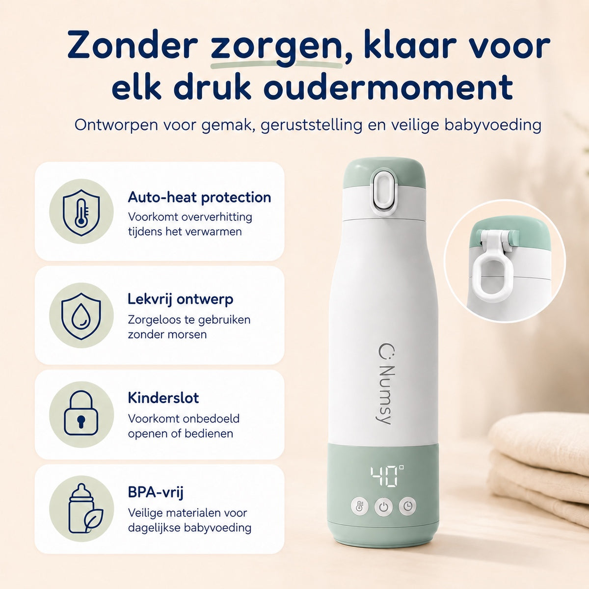 Numsy Heat&Go Draagbare Flessenwarmer Onderweg