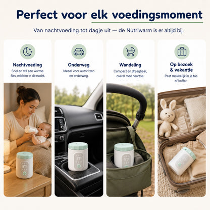 Numsy Nutriwarm Draagbare Flessenwarmer Onderweg - 6 Adapters - 4 Standen