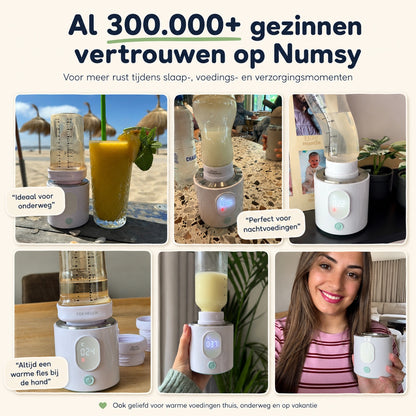 Numsy Nutriwarm Draagbare Flessenwarmer Onderweg - 6 Adapters - 4 Standen