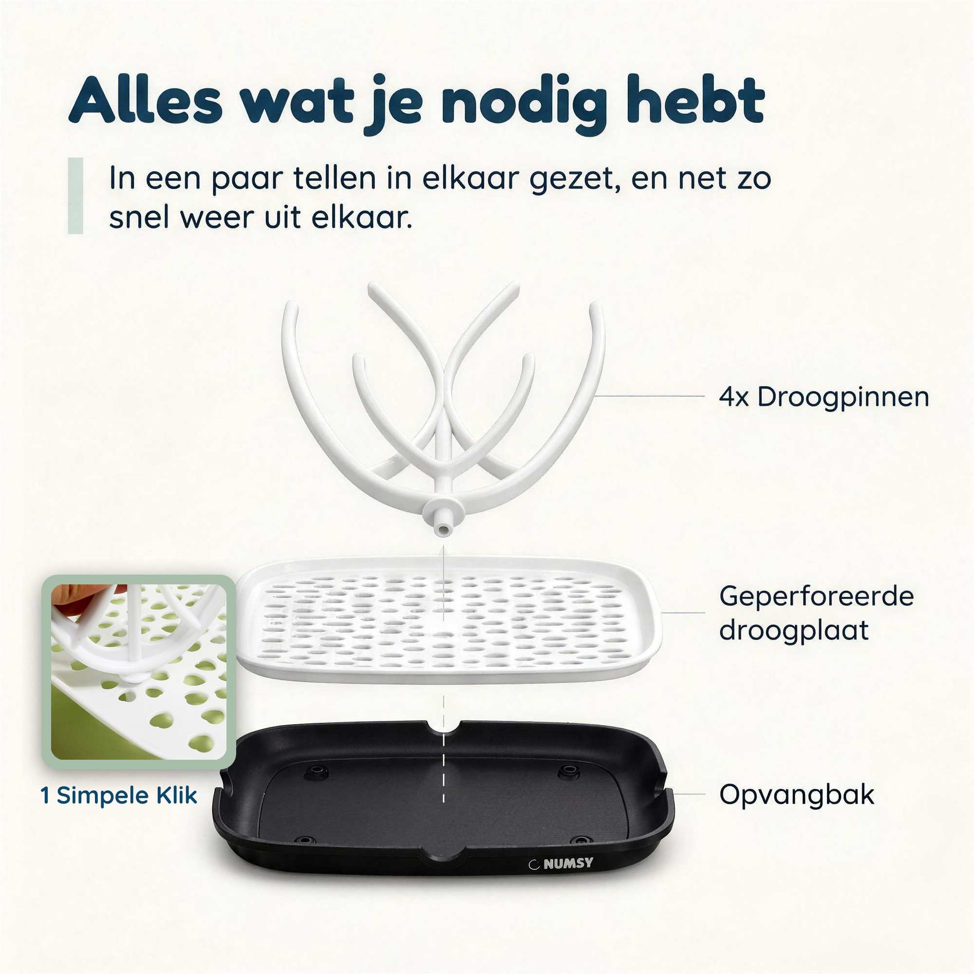 Numsy Flessenrek Basic - Droogrek Babyflessen