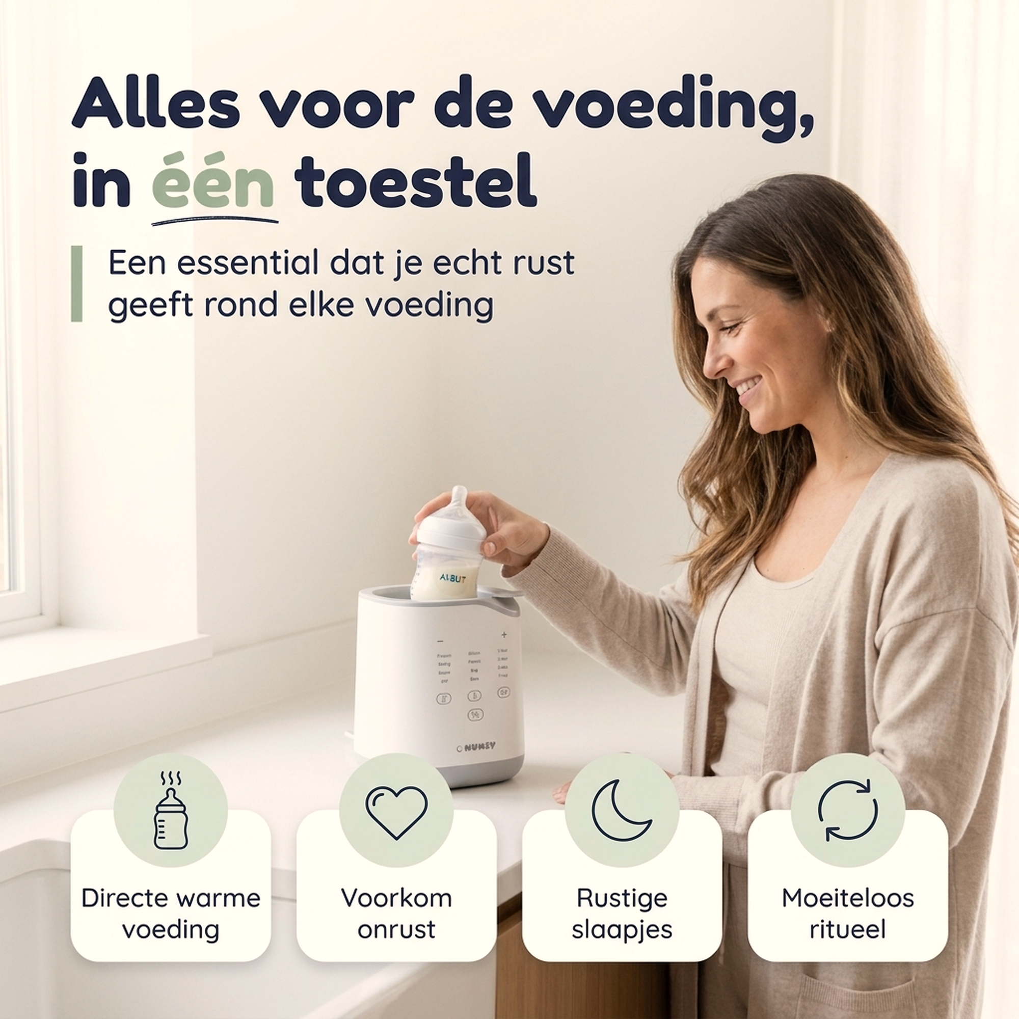 Numsy HeatPod Pro Flessenwarmer en Sterilisator 10-in-1 met Nachtlampje