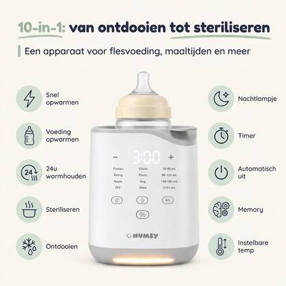 Numsy HeatPod Pro Flessenwarmer en Sterilisator 10-in-1 met Nachtlampje