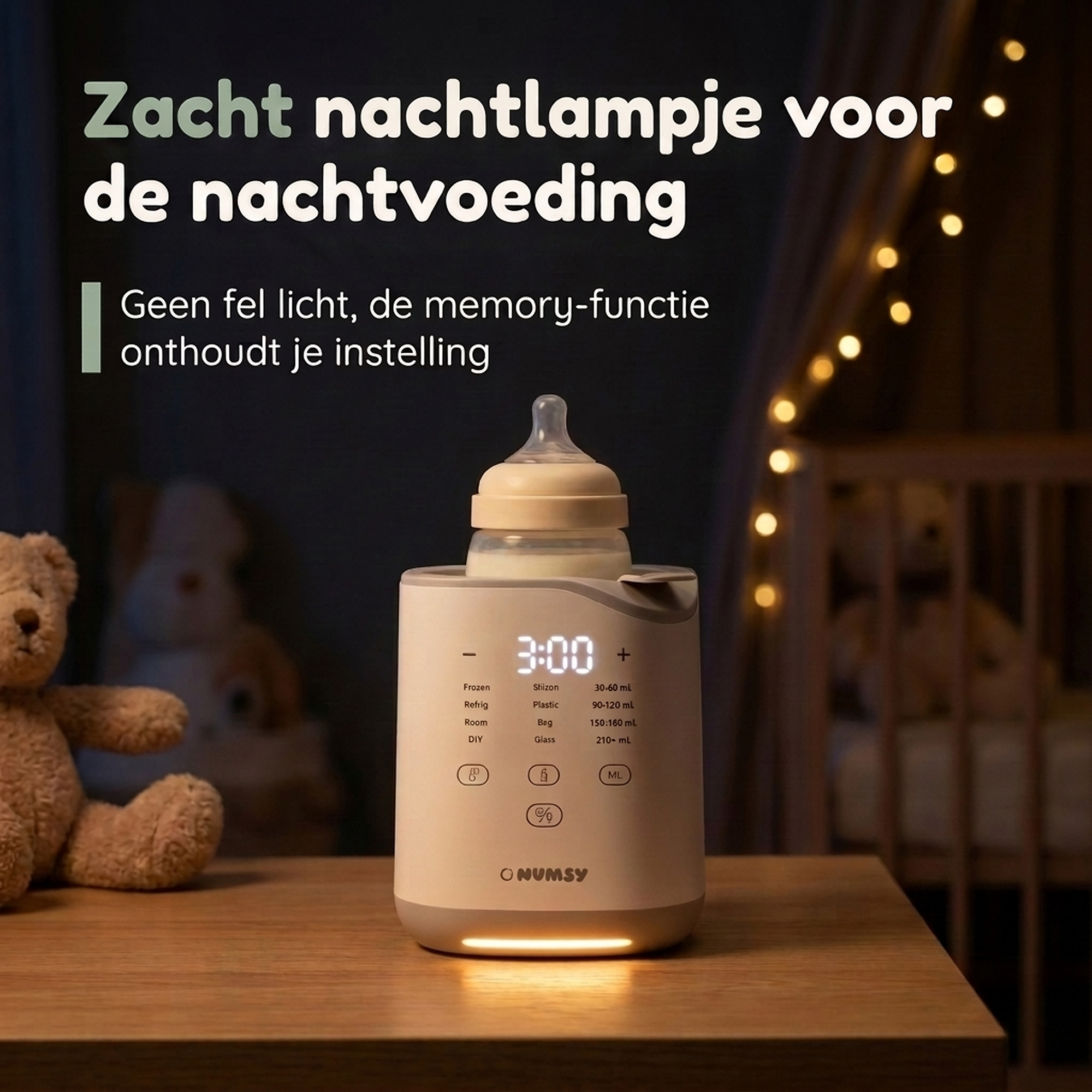 Numsy HeatPod Pro Flessenwarmer en Sterilisator 10-in-1 met Nachtlampje