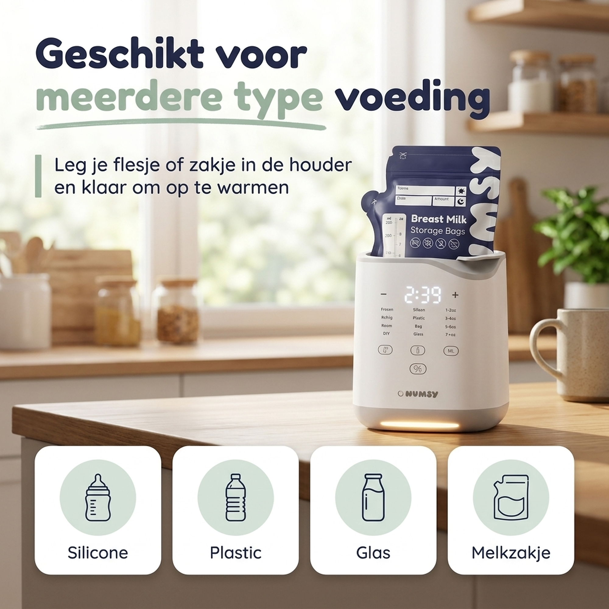 Numsy HeatPod Pro Flessenwarmer en Sterilisator 10-in-1 met Nachtlampje