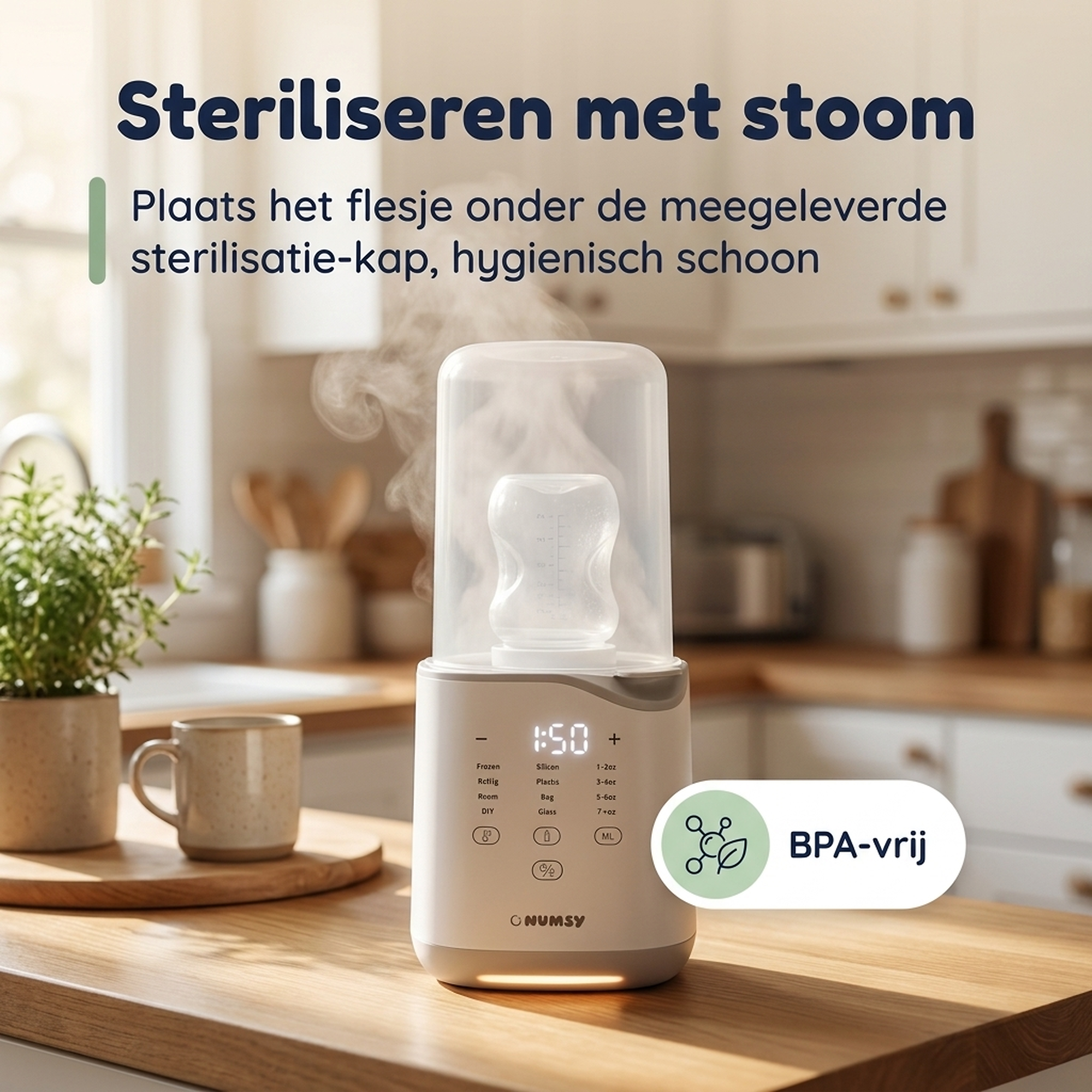 Numsy HeatPod Pro Flessenwarmer en Sterilisator 10-in-1 met Nachtlampje