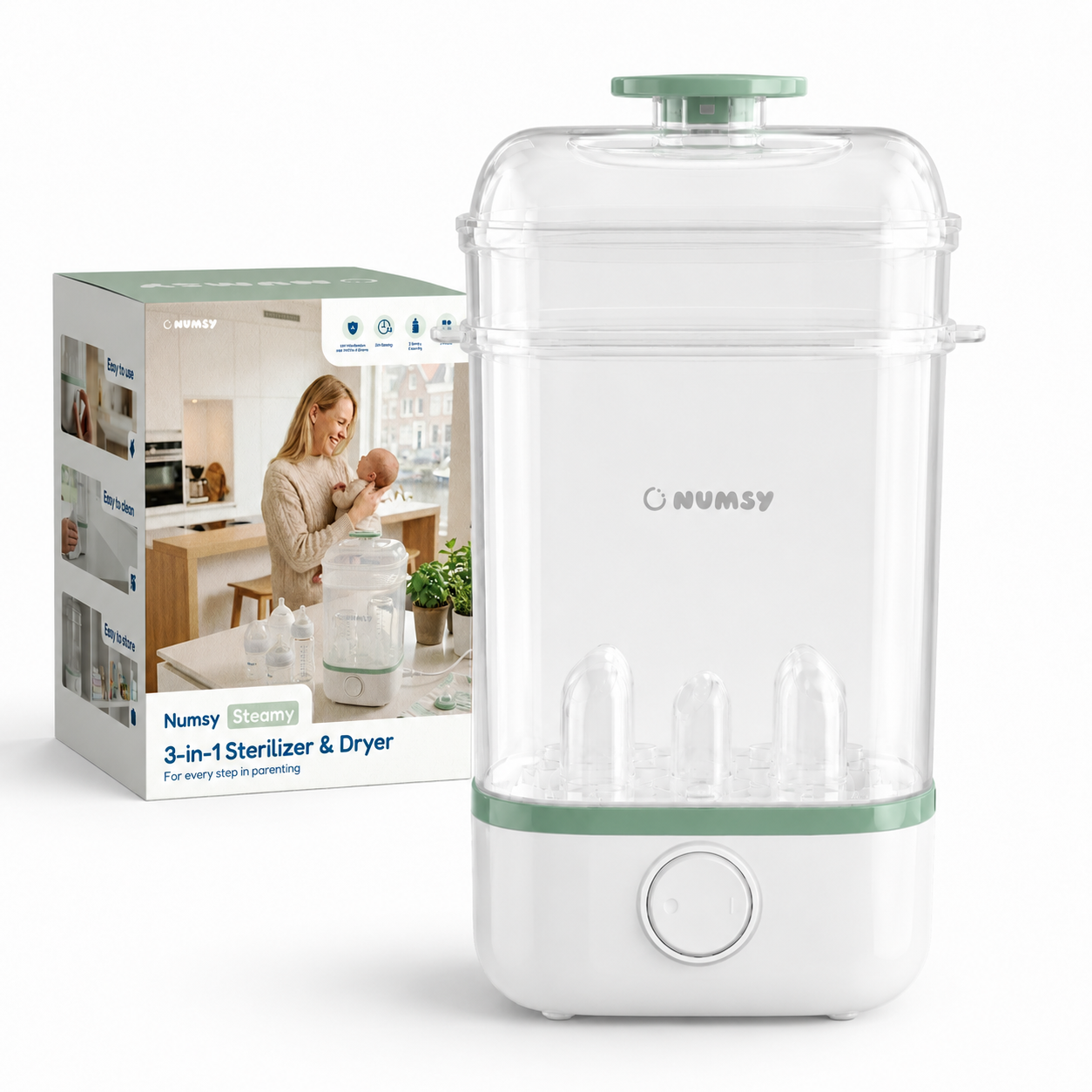 Numsy Steamy Stoomsterilisator & Droger 3-in-1 voor 5 Flessen