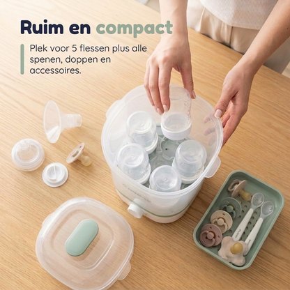 Compacte Numsy Steamy, 21 x 18 x 28 cm, past op elk aanrecht