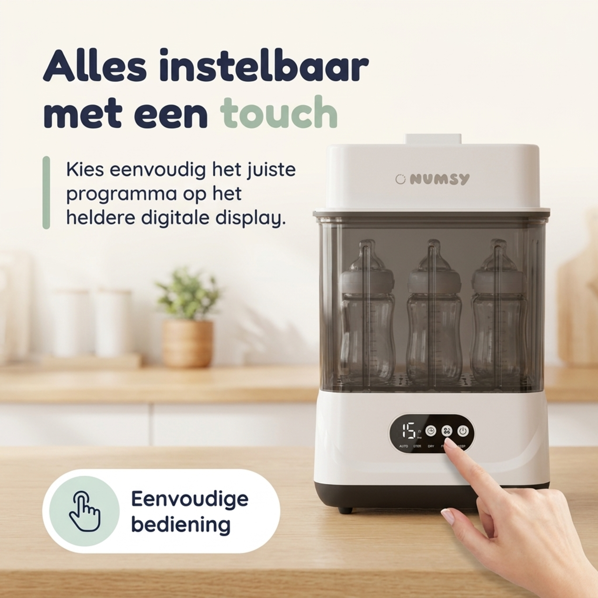 XL-capaciteit Numsy Steamix Max: 9 tot 11 flessen, kolfonderdelen en speentjes