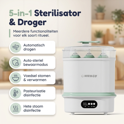 Numsy Steamix Plus bewaart flessen tot 72 uur steriel