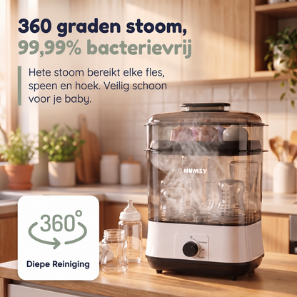 Numsy Steamix Pro bewaart flessen tot 48 uur steriel