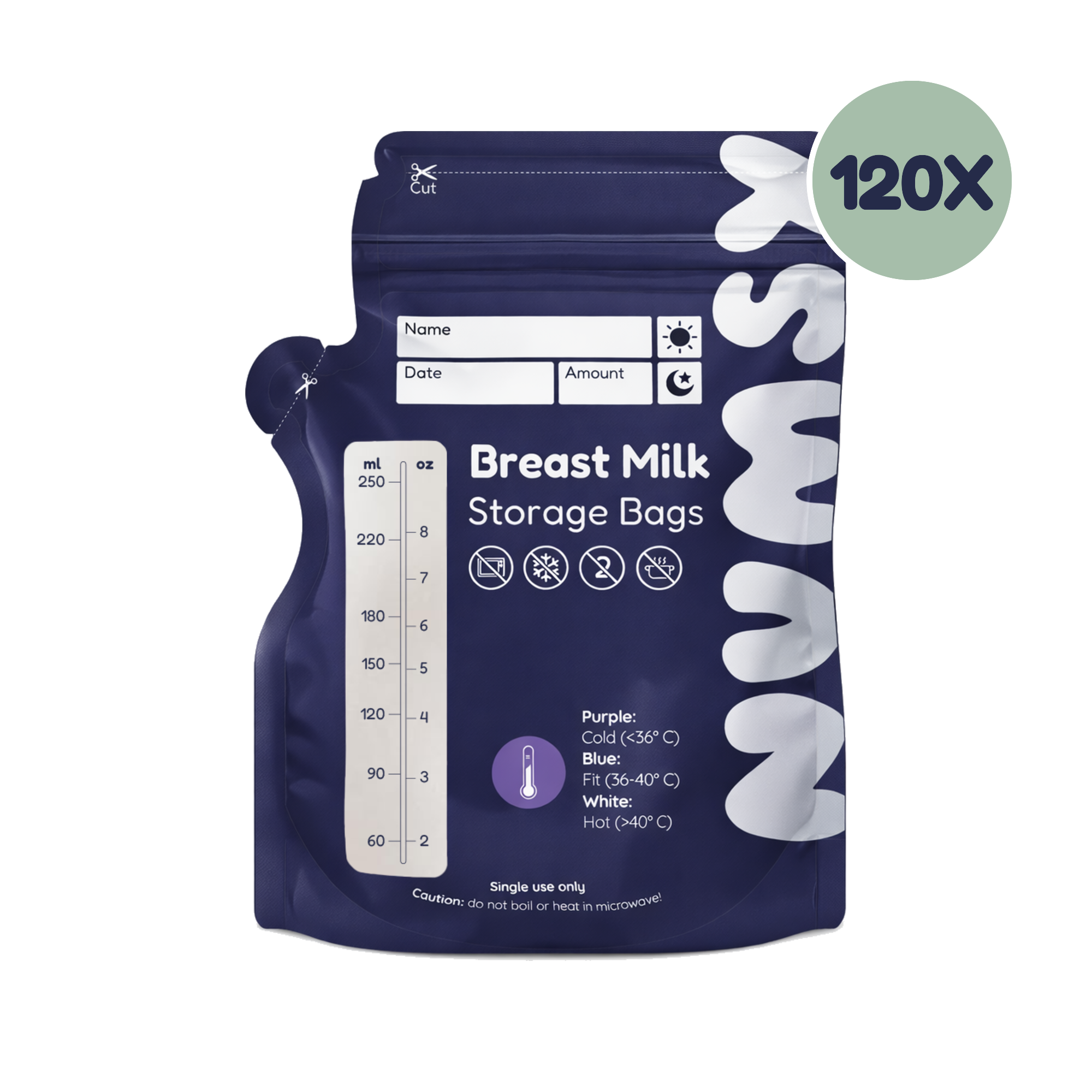 Numsy Moedermelk Bewaarzakjes - 120 stuks
