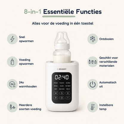 Numsy HeatPod Flessenwarmer 8-in-1 voor Melk, Water en Babyvoeding