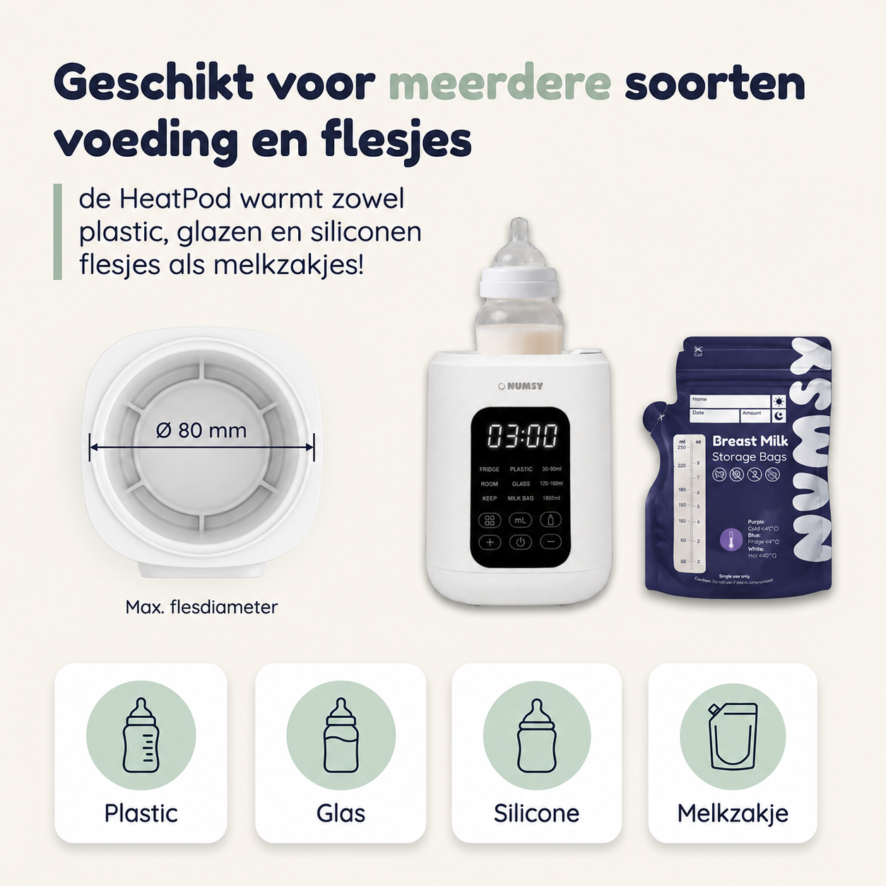 Numsy HeatPod Flessenwarmer 8-in-1 voor Melk, Water en Babyvoeding