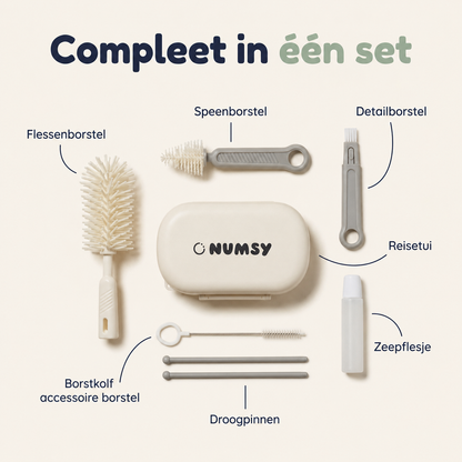 Numsy 6-in-1 Flessenborstel Schoonmaakset Draagbaar