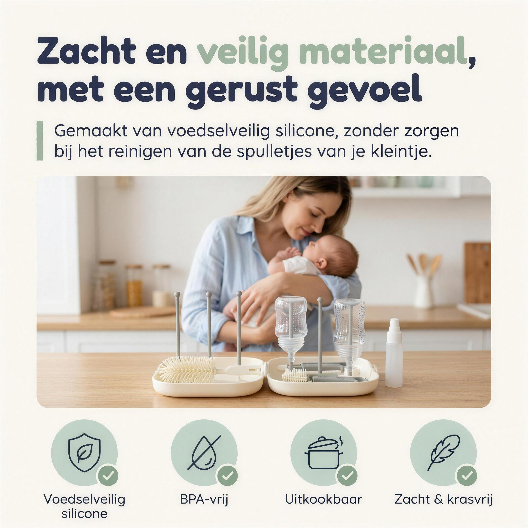 Numsy 6-in-1 Flessenborstel Schoonmaakset Draagbaar