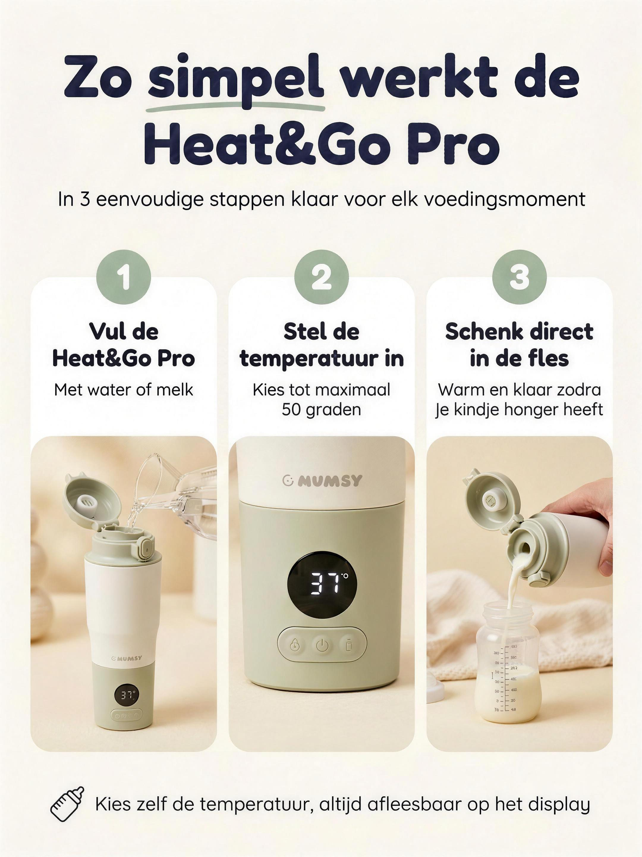 Numsy Heat&Go Pro Draagbare Flessenwarmer