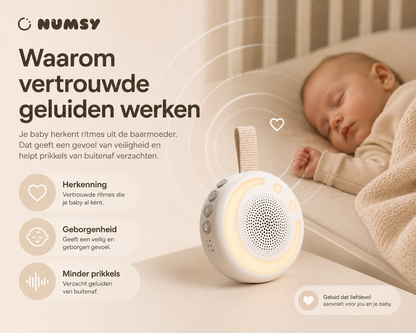 Hoe de Numsy Shush je baby helpt ontspannen met baarmoedergeluiden en zacht licht