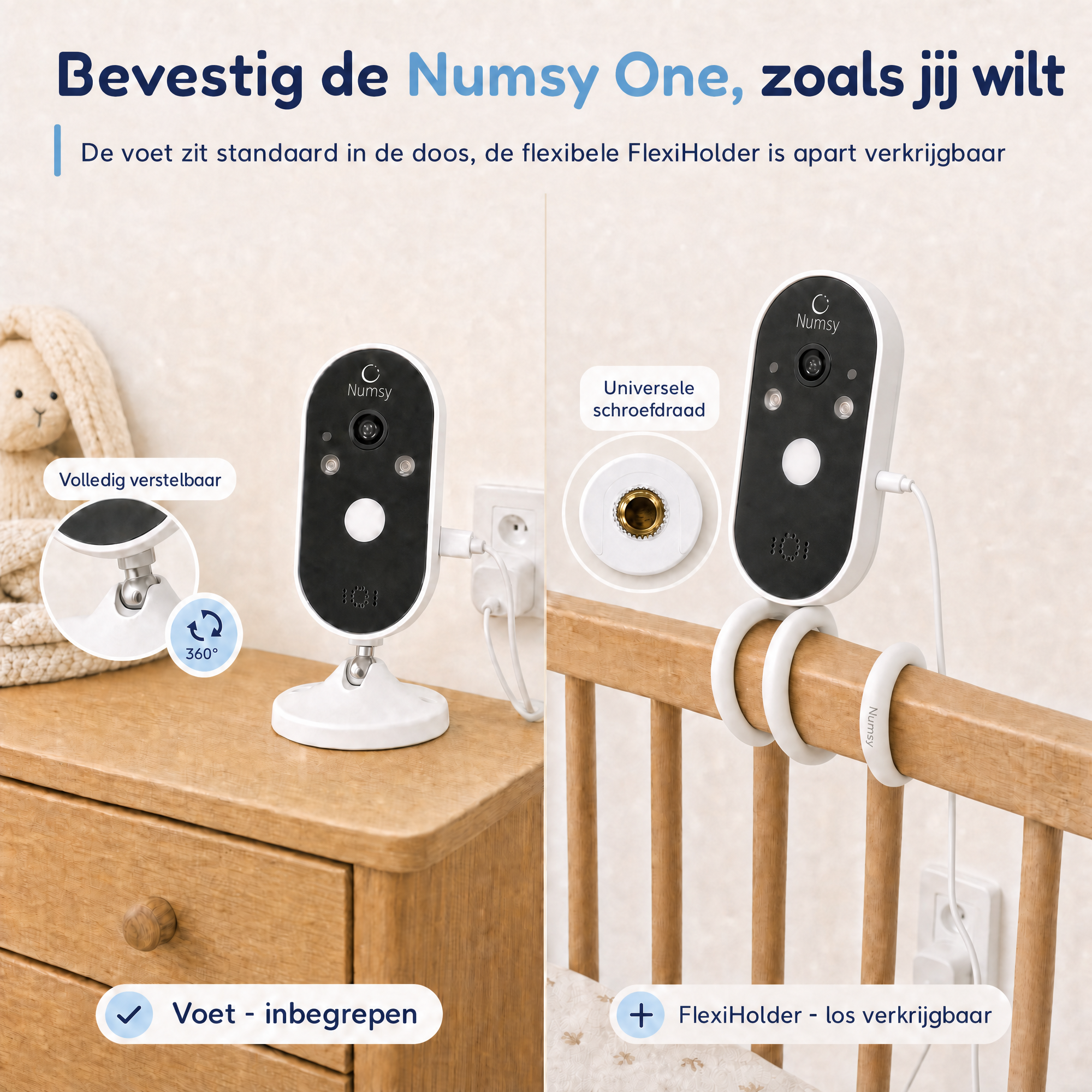 Numsy One Babyfoon met Camera - 2.8 Scherm