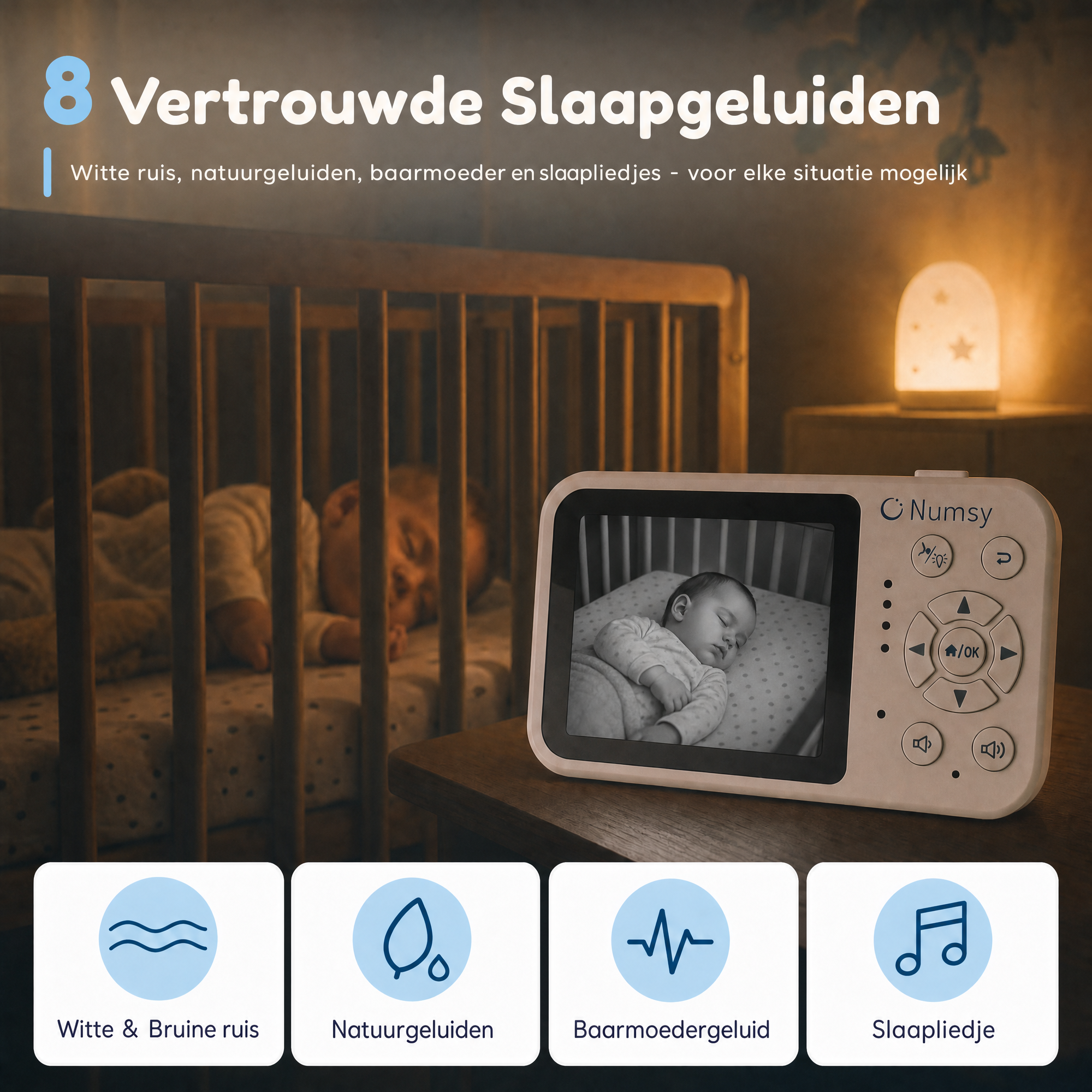 Numsy One Babyfoon met Camera - 2.8 Scherm