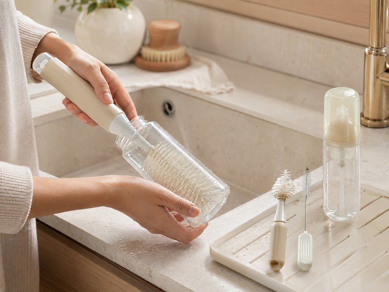Borstel fles, speen, rietje of accessoire schoon