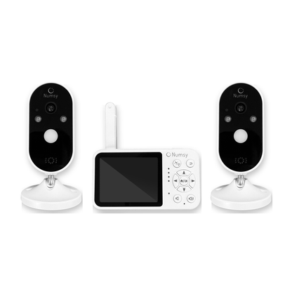 Numsy One babyfoon set: ouderunit met 2,8 inch scherm en twee camera's