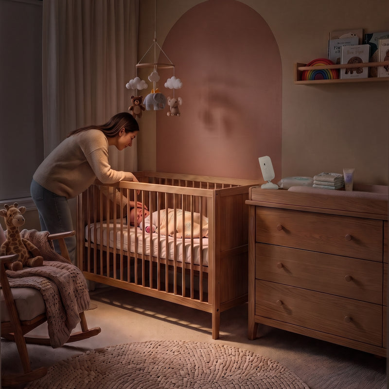 Breng je kindje naar bed en zet de monitor aan, de verbinding gaat vanzelf